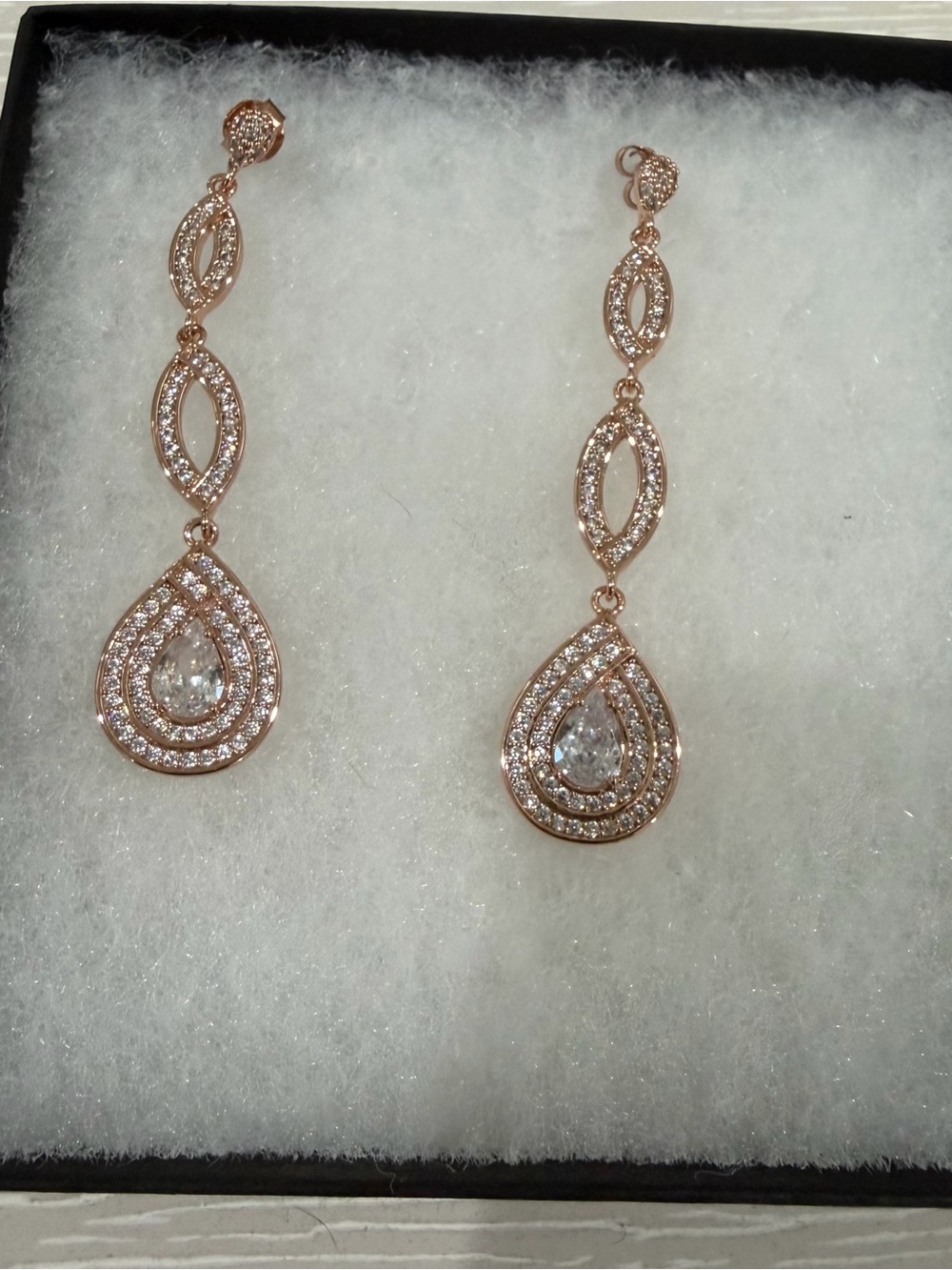 Rose Gold Crystal Teardrop Statement Earring